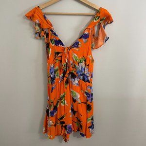 Orange Floral Romper